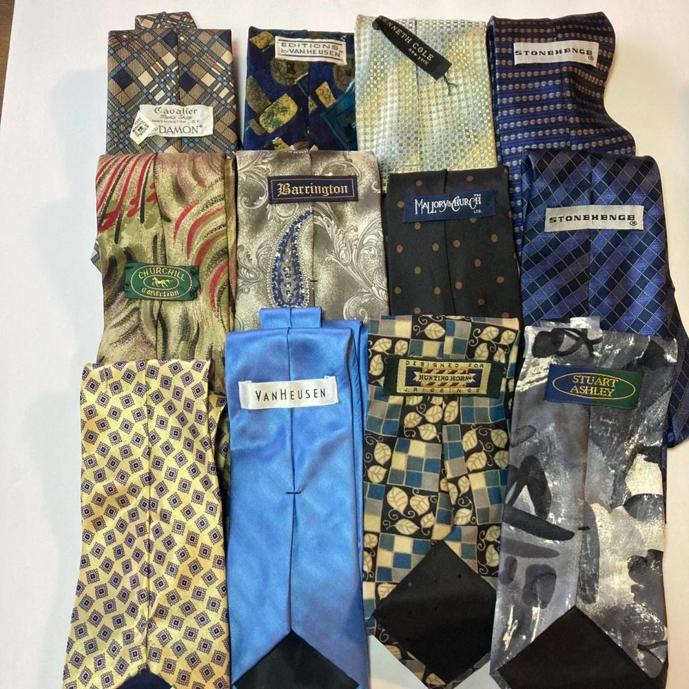 Vintage & Modern Men's Tie Lot (12) Mixed Brands‎ Patterns — Van Heusen and More
